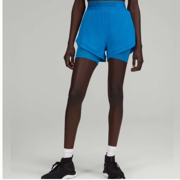 LULULEMON Logo Waistband High-Rise Training Short Poolside - Picture 4 of 14